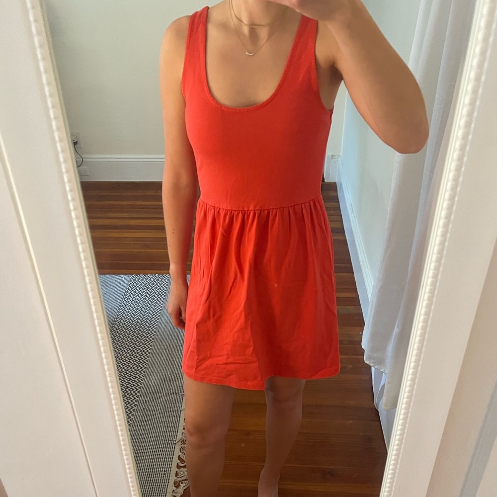 J Crew bright coral dress with buttons on back
